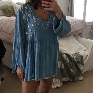 Oversized denim shirt